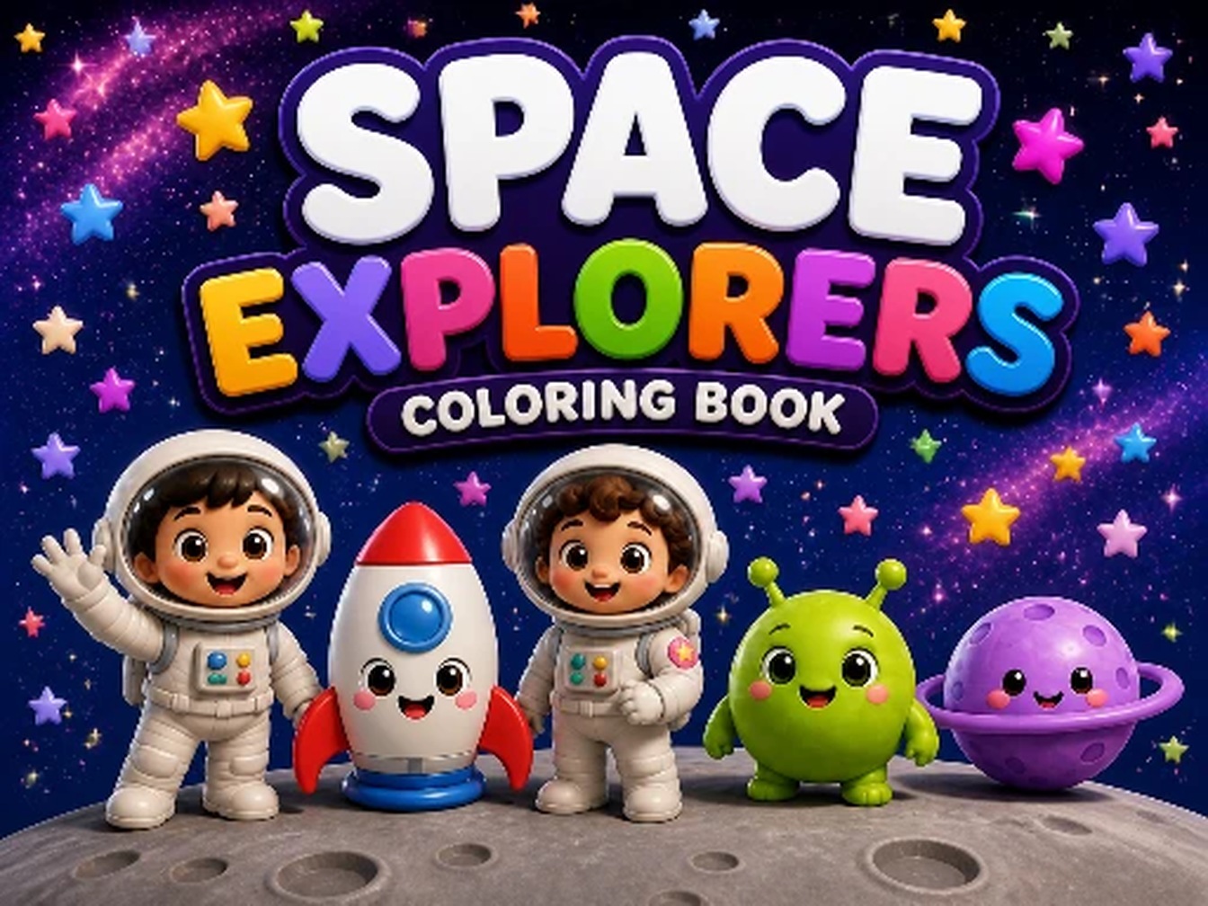 Space Explorers Coloring Book cover